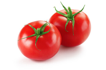 Fresh Tomatoes on the vine on white background