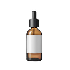 Amber glass bottle with dropper and blank label essential oil product packaging mockup