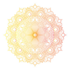 Intricate textile artwork featuring a vibrant mandala design with embroidered floral patterns and pearl accents.