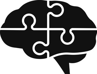 Puzzle in shape of human head icon. Vector. Flat design.	