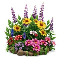 Obraz premium Colorful flower garden arrangement with various blooms.