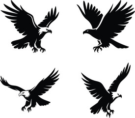 Obraz premium Flying eagle silhouette collection – raptors in motion