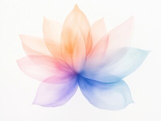 Colorful watercolor lotus flower on white background
