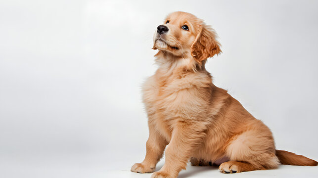 A Fluffy Golden Retriever Puppy Sitting On A White Bac 49d2e803 2241 4675 9fb1 813ef79fd19d 3
