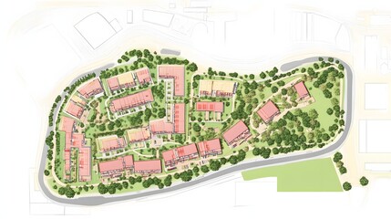 Detailed plan of a residential development area.