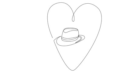 Line Art Fedora Vintage Hat. Retro Style Fashion headwear Symbol. One Curve Continuous Line Modern Doodle Drawn. Editable Thin Stroke Sketch Icon. Personal Accessory Theme. 