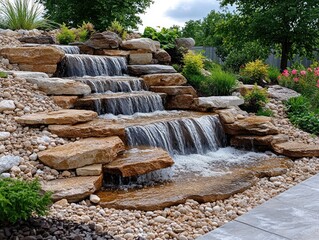 Cascading waterfall garden landscaping