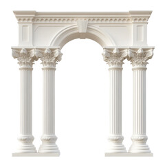 Fototapeta premium Classic column arches showcasing elegant design in a minimalist setting against a white background, classic column arches isolated on white background