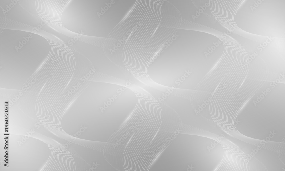 Poster Luxury abstract background with silver flowing wavy lines. Soft grey modern vector illustration with particles wave stripes pattern