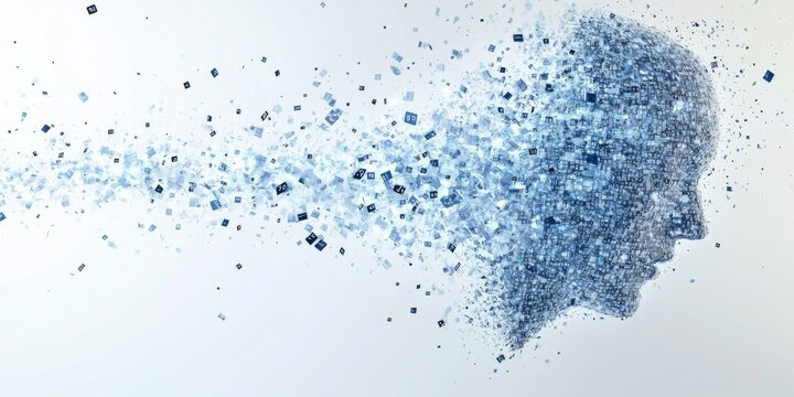 Digital Human Face Composed of Data Particles
