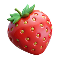 Obraz premium 3d Strawberry – Fresh Red Fruit with Green Leaves for Healthy Eating, Food Packaging, Summer Recipes, and Organic Produce Promotion
