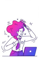 Stressful Morning: A Woman's Struggle with Hair and Work