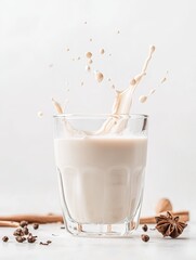 Splashing Milk in Glass with Spices
