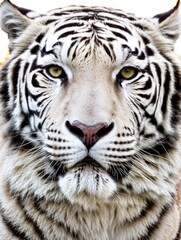 Obraz premium Portrait white tiger close up shot on white background