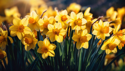 Obraz premium close up yellow daffodils flowers spring