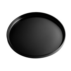 Round black tray placed on a clean Transparent background suitable for various decorative and functional uses, Round black tray against PNG background