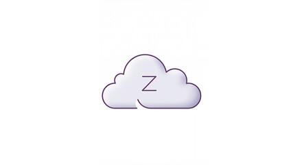 Fototapeta premium Light gray cloud icon with letter z