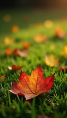 Crisp autumn leaves, textured lawn, rake in action , leaf pile, landscape, rusty