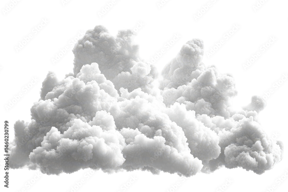 Poster Fluffy white clouds floating against a bright sky background, creating a serene and calming atmosphere, perfect for nature lovers and artists seeking inspiration