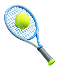 Tennis 3D Illustration – Racket and Ball Icon for Sports Apps, Athletic Events, Outdoor Activities, and Fitness Branding
