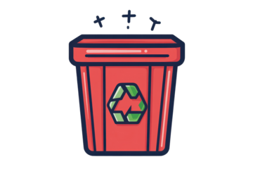 Colorful recycling bin with transparent background ready for sustainable waste management in urban settings