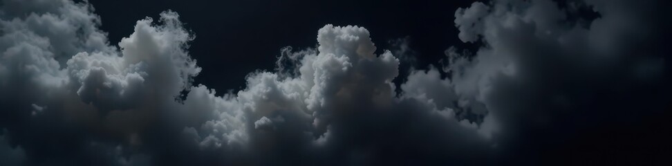 Thick, swirling, gray smoke obscures background, isolated on black , heavy, black, mysterious