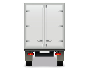 Rear View of a White Delivery Truck