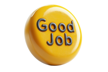 Bright yellow ball with motivational message displayed in three-dimensional style emphasizing celebration and achievement
