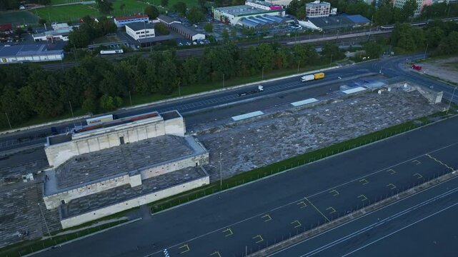 Aerial view of the Zeppelinfeld in Nuremberg, Germany.