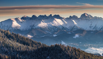 panorama of tatra mountains summits with names visible from kopieniec wielki near zakopane © Lila