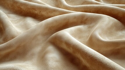 Luxurious beige leather texture in soft waves of fabric material