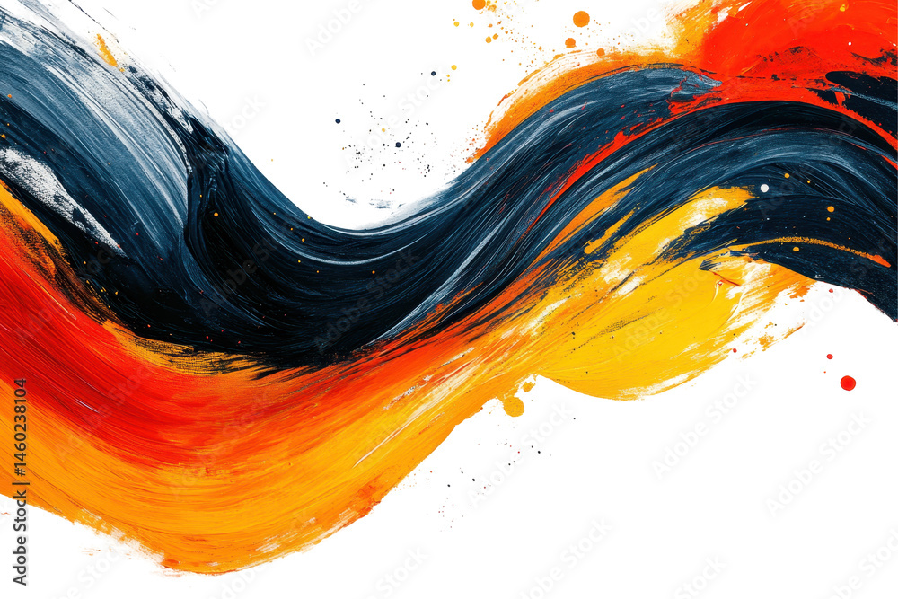 Poster vibrant swirling colors create an abstract effect with shades of red, orange, gray, and black on a c