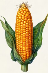 Obraz premium Detailed vintage corn illustration with husk 