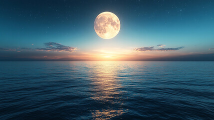full moon over sea