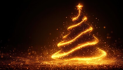 Obraz premium Glowing Christmas tree, shimmering particles
