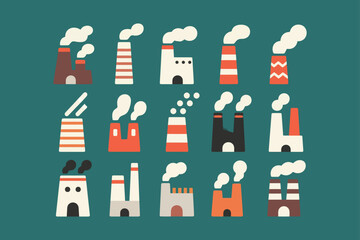 Vector illustration of industrial chimneys with smoke