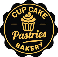 Vector illustration of a cupcake bakery logo