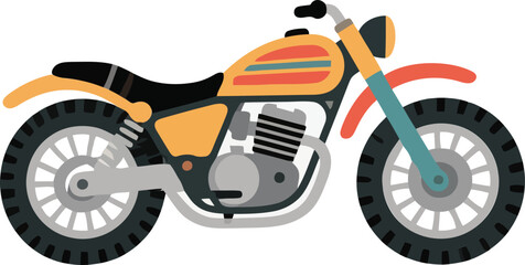 Retro motorcycle vector illustration colorful off road bike art design