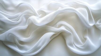 Obraz premium Elegant, flowing folds of white fabric texture.