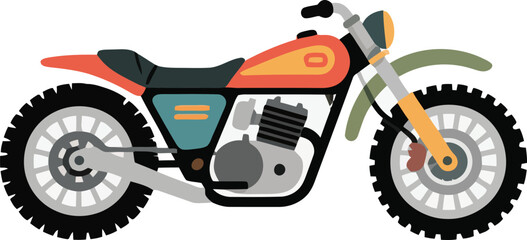 Retro motorcycle vector illustration colorful off road bike art design