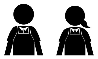 エプロンを着たスタッフの男女のピクトグラム