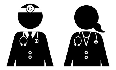 男女の医師のピクトグラム