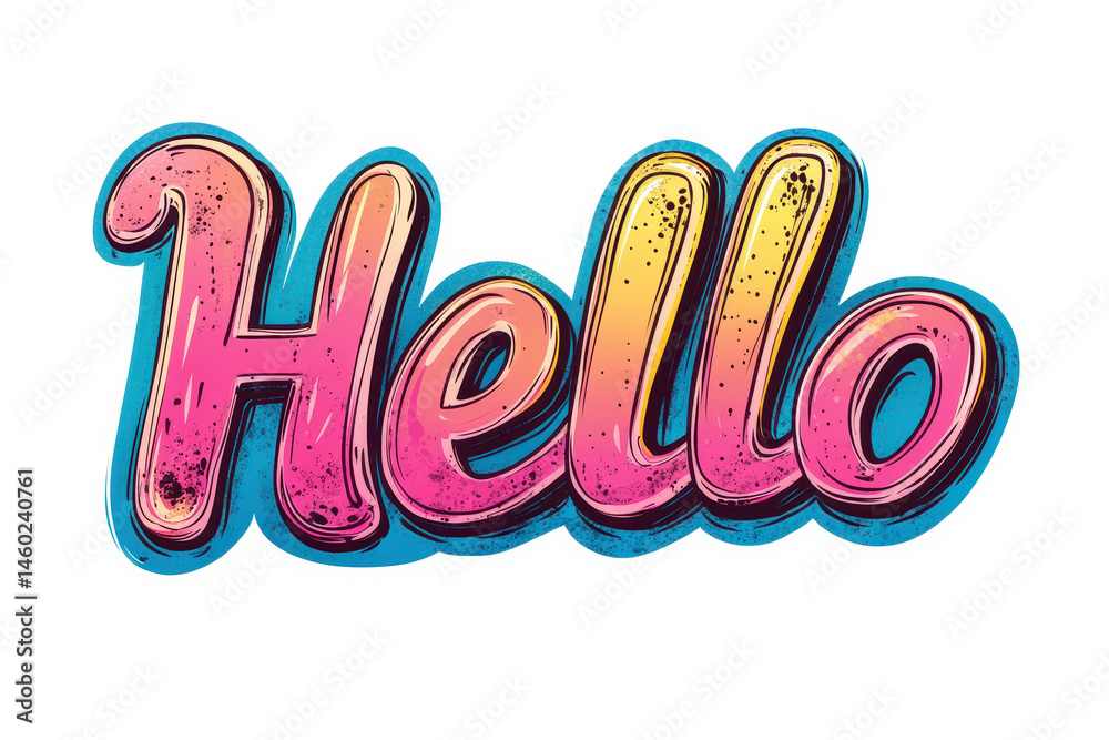 Fototapete Colorful text saying Hello in bold, rounded font with a vibrant gradient effect suitable for designs and digital arts