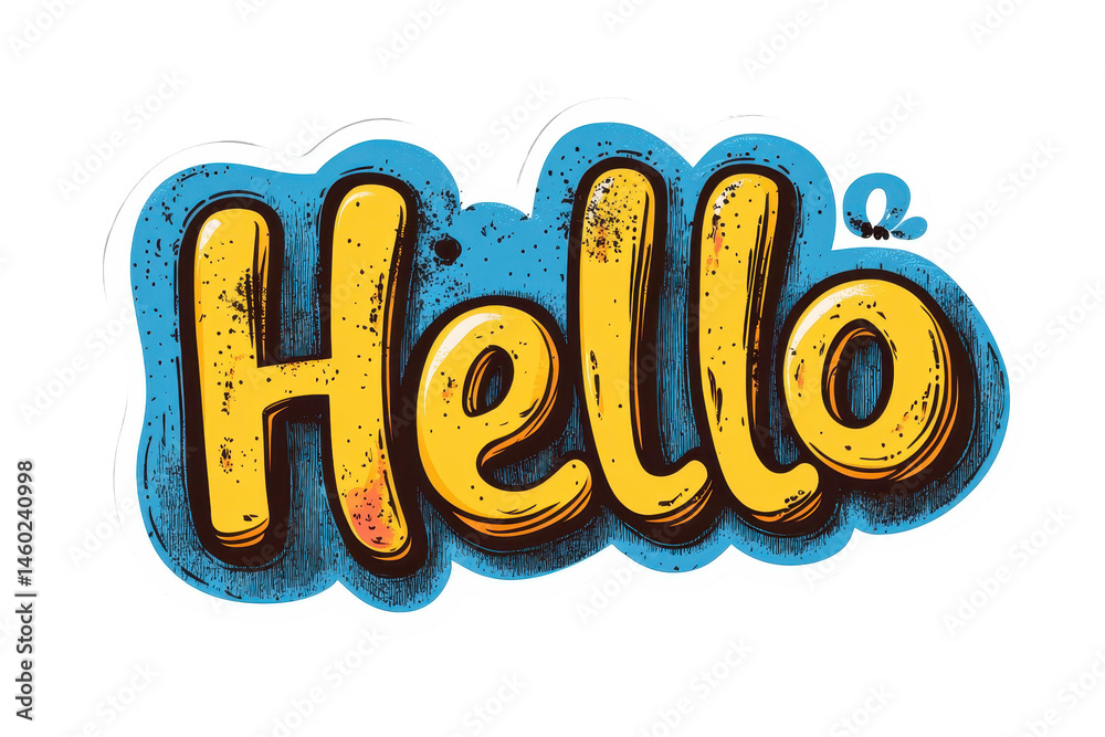 Fototapete colorful text saying hello in bold, rounded font with a vibrant gradient effect suitable for designs