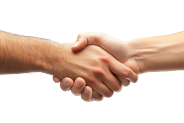 Collaborative handshake between diverse individuals emphasizes teamwork during an important business meeting in a bright, neutral setting