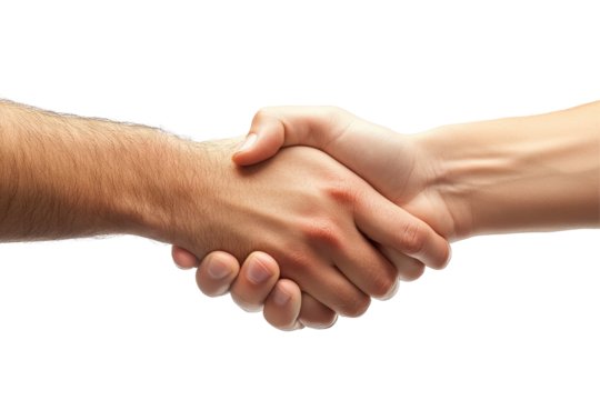 Collaborative handshake between diverse individuals emphasizes teamwork during an important business meeting in a bright, neutral setting