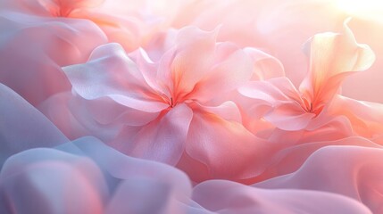 Delicate, flowing fabric, soft pastel colors.