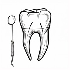 Minimalist vector silhouette Tooth dental care symbol clean bold lines main color black accent color none simple background