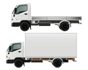 Two White Light Commercial Trucks