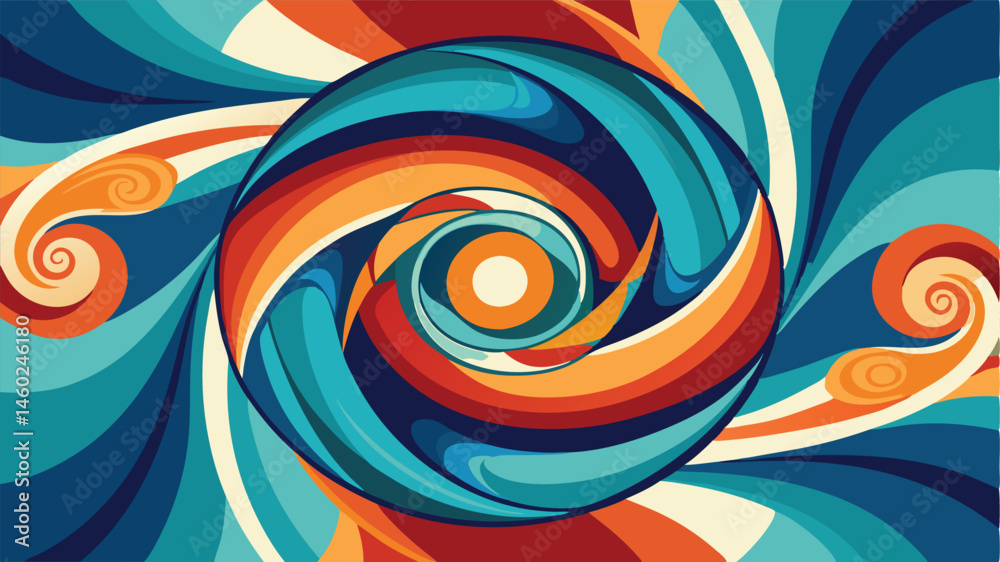Aufkleber Colorful spiral abstract design with dynamic swirls and vivid hues creating a sense of movement and energy in a vibrant artistic representation